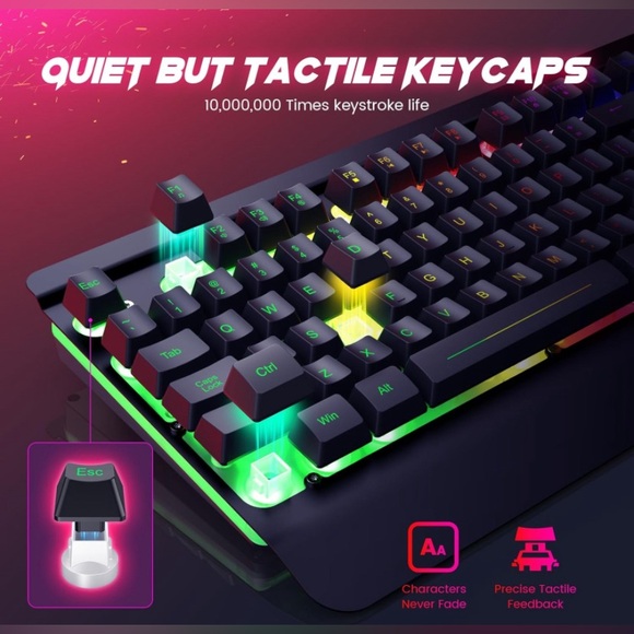 All-Metal WIRED Panel Rainbow Computer Keyboard with mouse - Picture 5 of 10